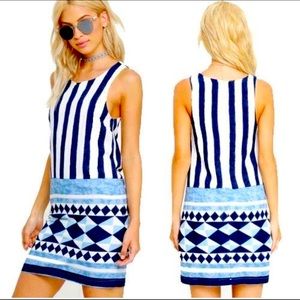 Lulu’s Ivory & Blue Shift Dress